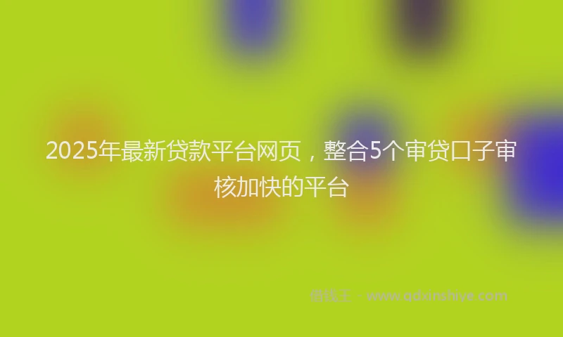 2025年最新贷款平台网页，整合5个审贷口子审核加快的平台