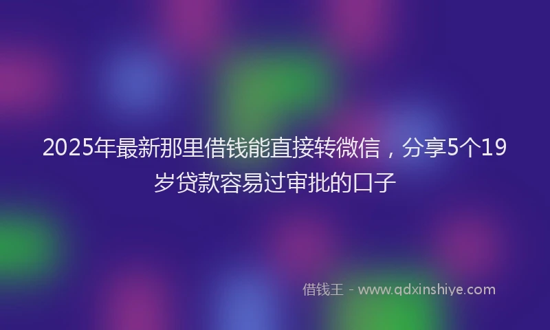 2025年最新那里借钱能直接转微信，分享5个19岁贷款容易过审批的口子