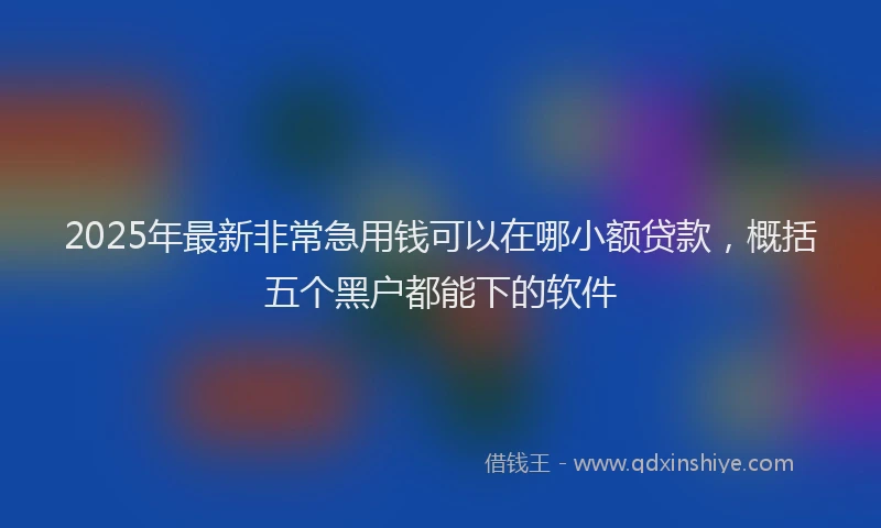 2025年最新非常急用钱可以在哪小额贷款，概括五个黑户都能下的软件