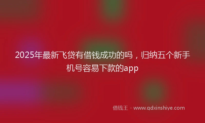 2025年最新飞贷有借钱成功的吗，归纳五个新手机号容易下款的app