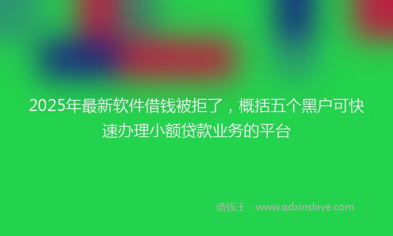 2025年最新软件借钱被拒了，概括五个黑户可快速办理小额贷款业务的平台