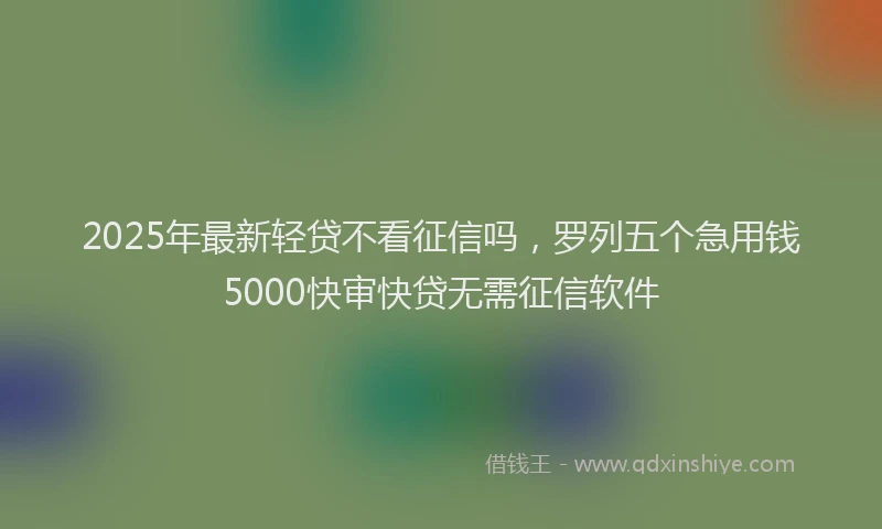 2025年最新轻贷不看征信吗，罗列五个急用钱5000快审快贷无需征信软件