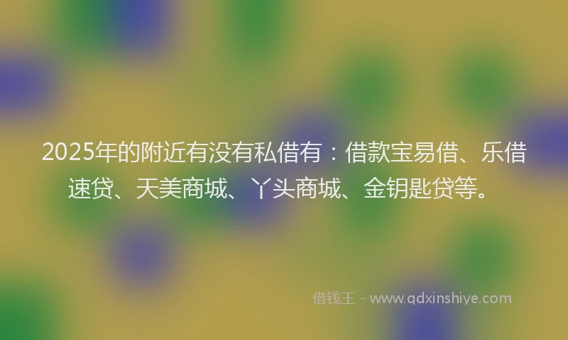 2025年的附近有没有私借有：借款宝易借、乐借速贷、天美商城、丫头商城、金钥匙贷等。