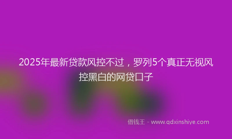 2025年最新贷款风控不过，罗列5个真正无视风控黑白的网贷口子