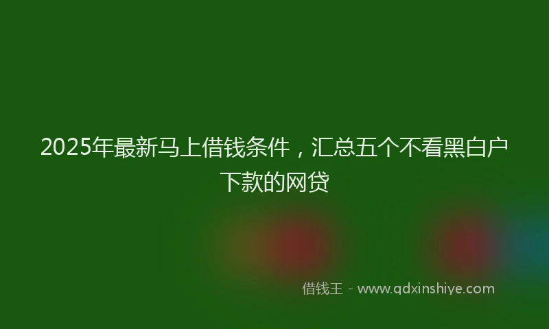 2025年最新马上借钱条件，汇总五个不看黑白户下款的网贷