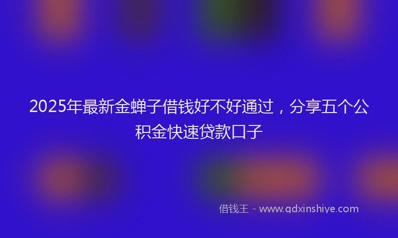 2025年最新金蝉子借钱好不好通过，分享五个公积金快速贷款口子