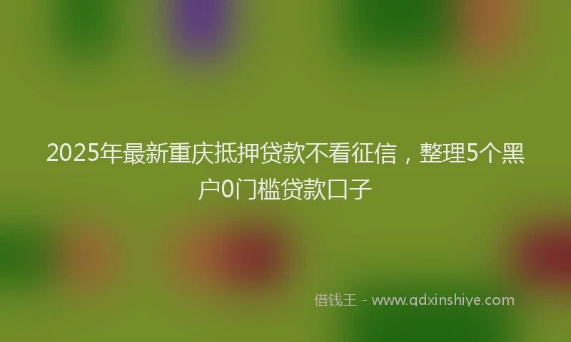 2025年最新重庆抵押贷款不看征信，整理5个黑户0门槛贷款口子