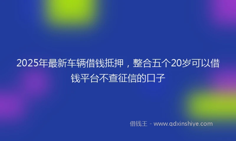 2025年最新车辆借钱抵押，整合五个20岁可以借钱平台不查征信的口子