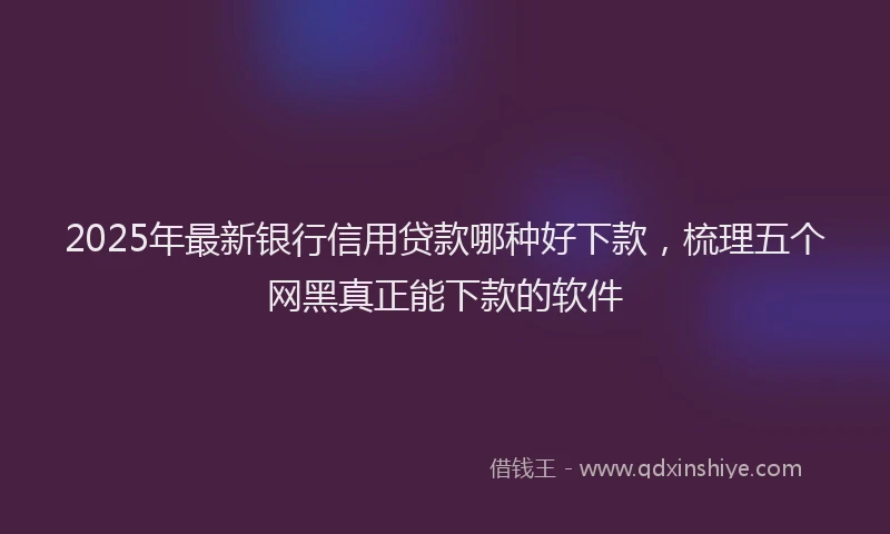 2025年最新银行信用贷款哪种好下款，梳理五个网黑真正能下款的软件