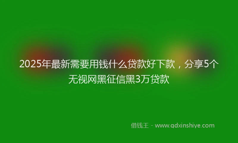 2025年最新需要用钱什么贷款好下款，分享5个无视网黑征信黑3万贷款