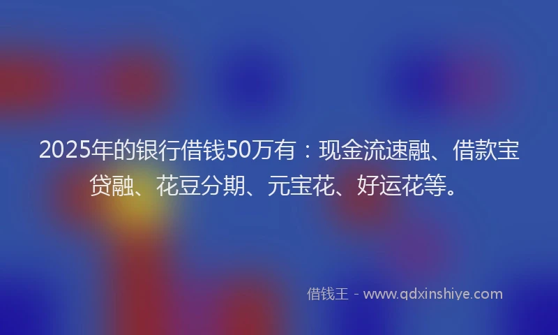 2025年的银行借钱50万有：现金流速融、借款宝贷融、花豆分期、元宝花、好运花等。
