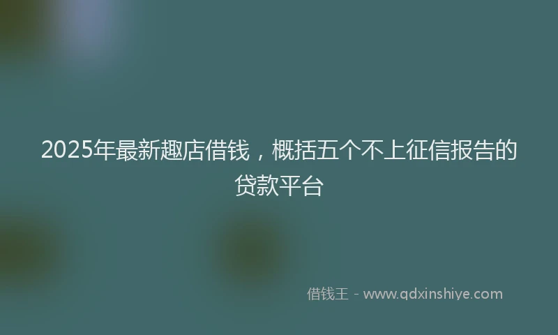 2025年最新趣店借钱，概括五个不上征信报告的贷款平台