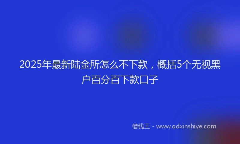 2025年最新陆金所怎么不下款，概括5个无视黑户百分百下款口子