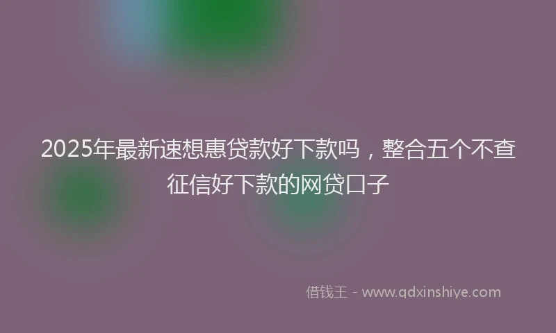 2025年最新速想惠贷款好下款吗，整合五个不查征信好下款的网贷口子