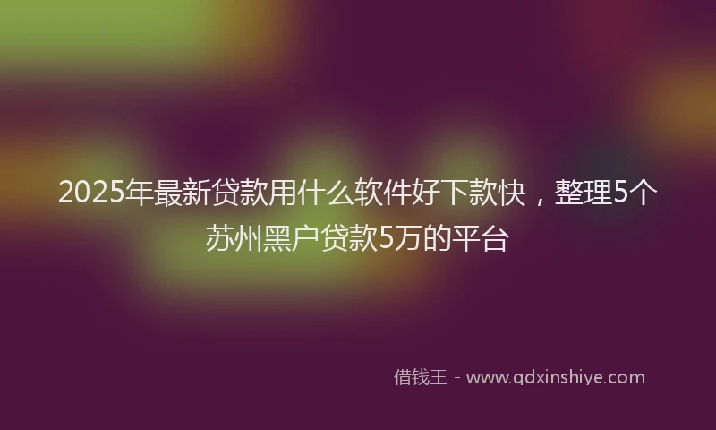 2025年最新贷款用什么软件好下款快，整理5个苏州黑户贷款5万的平台