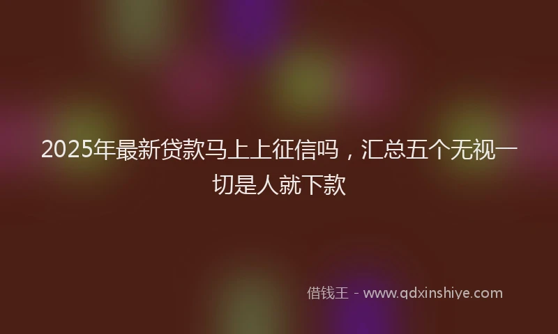 2025年最新贷款马上上征信吗，汇总五个无视一切是人就下款