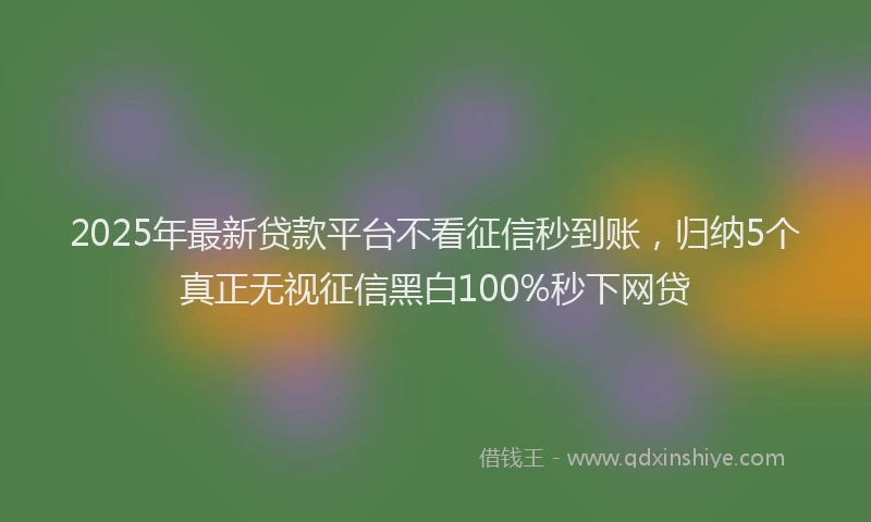 2025年最新贷款平台不看征信秒到账，归纳5个真正无视征信黑白100%秒下网贷