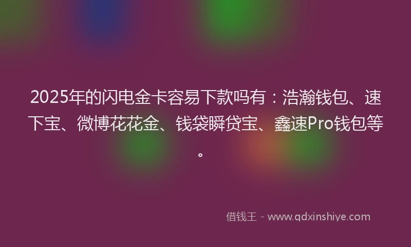 2025年的闪电金卡容易下款吗有：浩瀚钱包、速下宝、微博花花金、钱袋瞬贷宝、鑫速Pro钱包等。