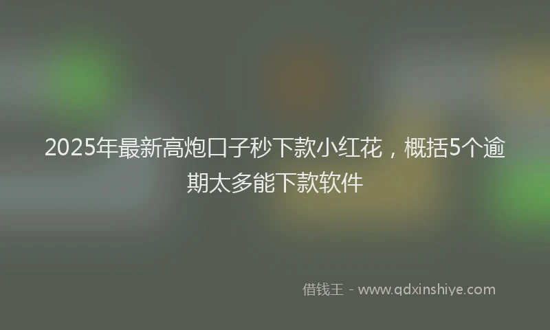 2025年最新高炮口子秒下款小红花，概括5个逾期太多能下款软件