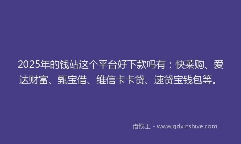 2025年的钱站这个平台好下款吗有：快莱购、爱达财富、甄宝借、维信卡卡贷、速贷宝钱包等。