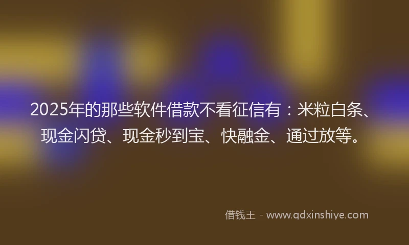 2025年的那些软件借款不看征信有：米粒白条、现金闪贷、现金秒到宝、快融金、通过放等。