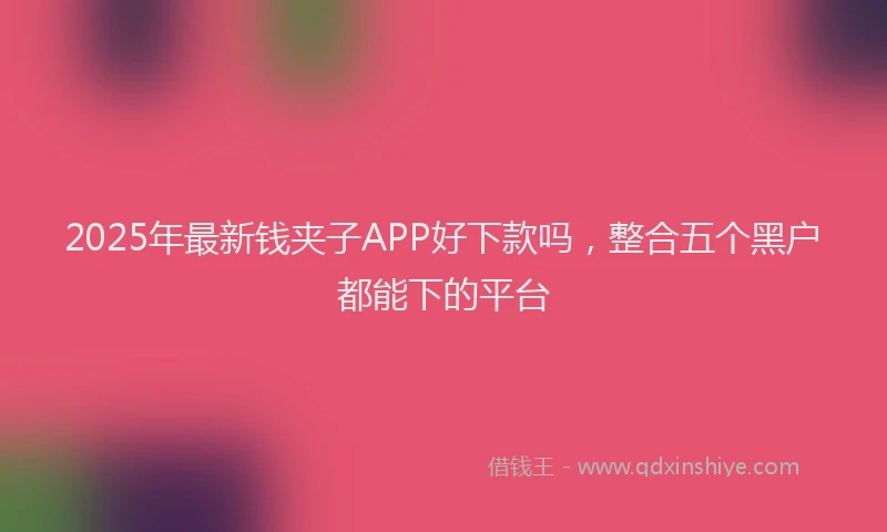 2025年最新钱夹子APP好下款吗，整合五个黑户都能下的平台
