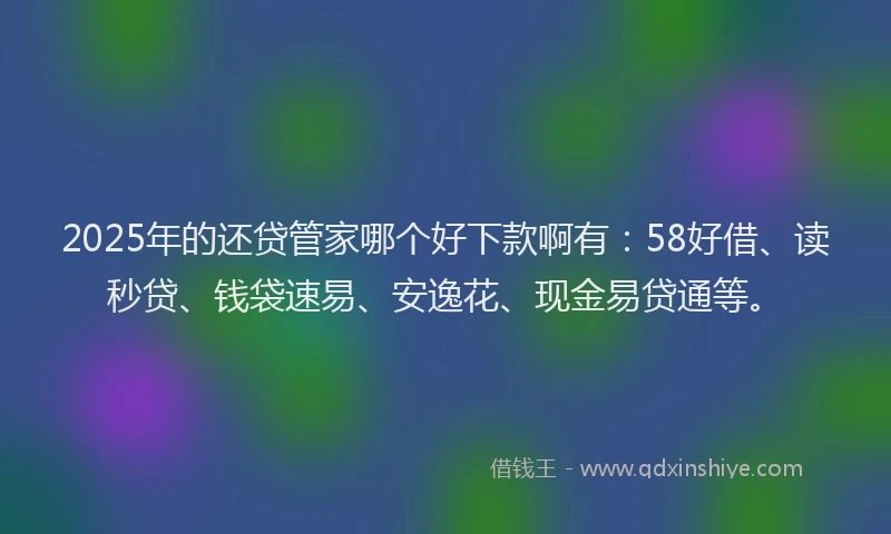 2025年的还贷管家哪个好下款啊有：58好借、读秒贷、钱袋速易、安逸花、现金易贷通等。