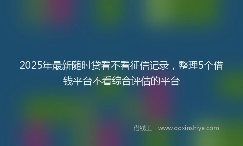 2025年最新随时贷看不看征信记录，整理5个借钱平台不看综合评估的平台