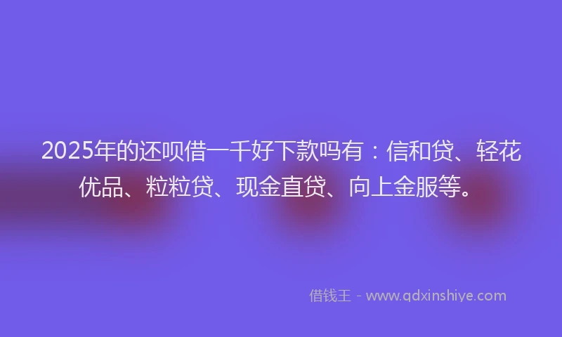 2025年的还呗借一千好下款吗有：信和贷、轻花优品、粒粒贷、现金直贷、向上金服等。