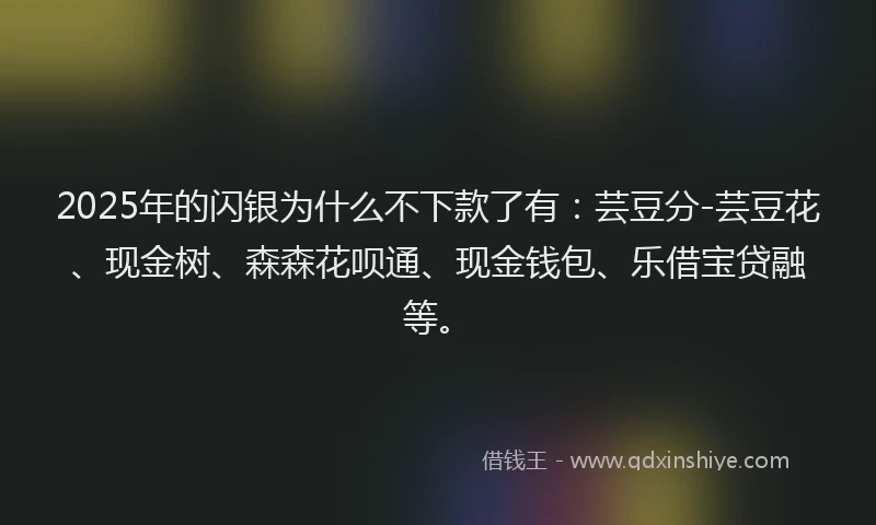 2025年的闪银为什么不下款了有：芸豆分-芸豆花、现金树、森森花呗通、现金钱包、乐借宝贷融等。