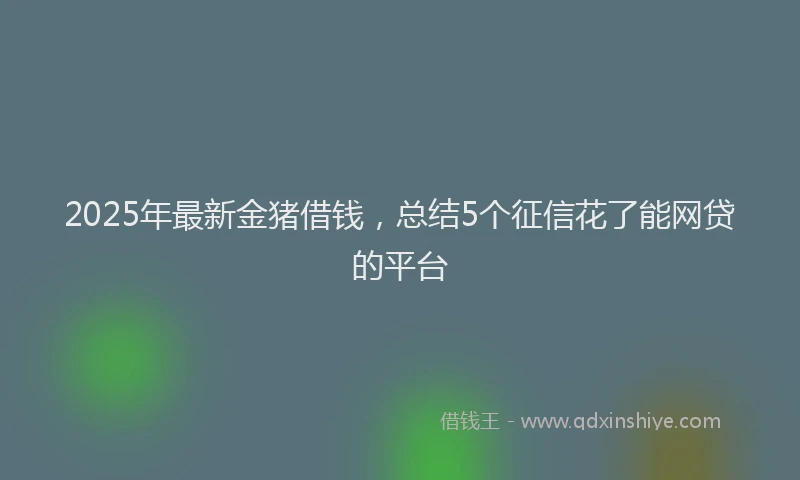 2025年最新金猪借钱，总结5个征信花了能网贷的平台