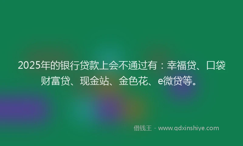 2025年的银行贷款上会不通过有：幸福贷、口袋财富贷、现金站、金色花、e微贷等。