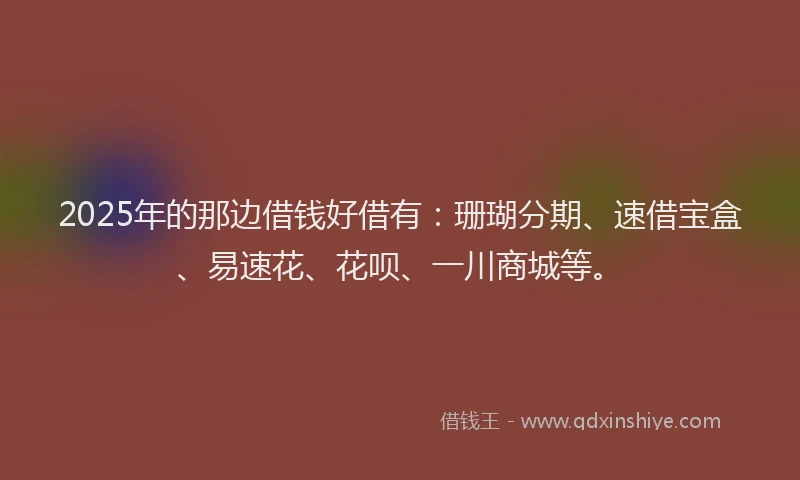 2025年的那边借钱好借有：珊瑚分期、速借宝盒、易速花、花呗、一川商城等。