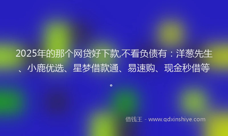 2025年的那个网贷好下款,不看负债有：洋葱先生、小鹿优选、星梦借款通、易速购、现金秒借等。