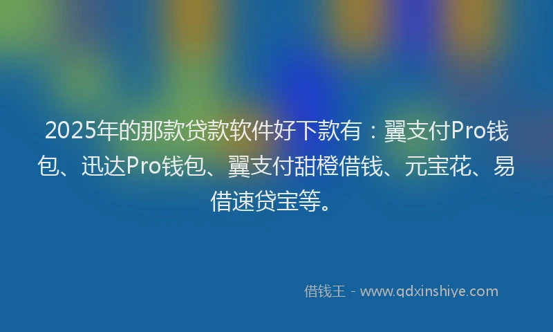 2025年的那款贷款软件好下款有：翼支付Pro钱包、迅达Pro钱包、翼支付甜橙借钱、元宝花、易借速贷宝等。