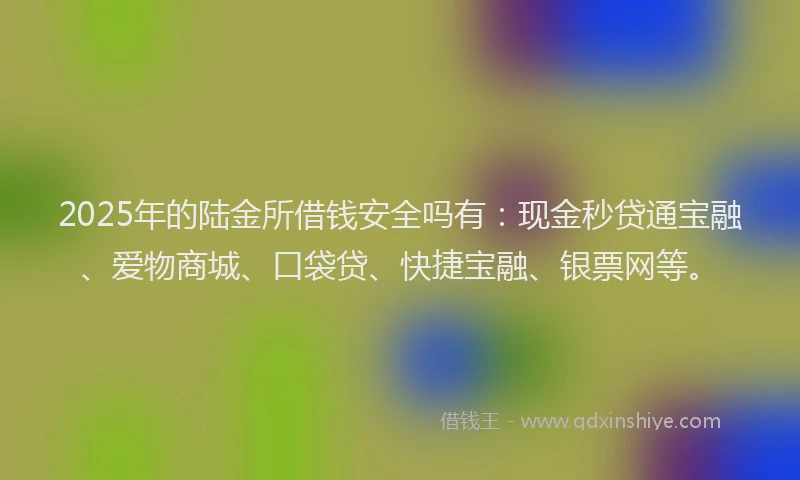 2025年的陆金所借钱安全吗有：现金秒贷通宝融、爱物商城、口袋贷、快捷宝融、银票网等。