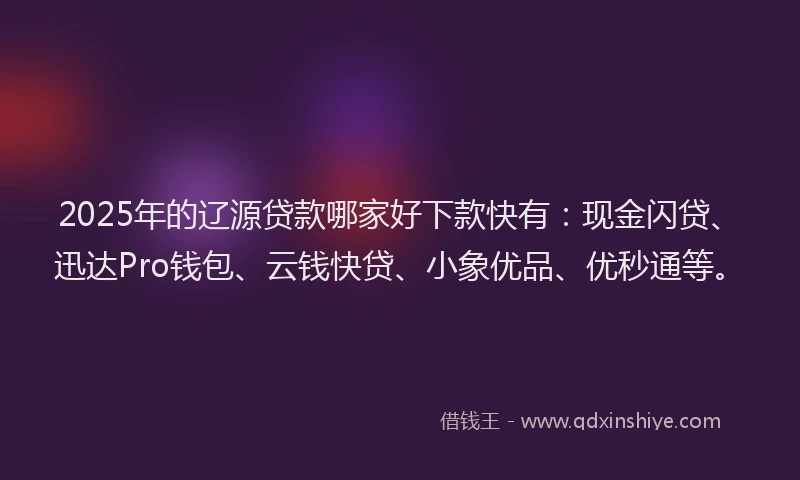 2025年的辽源贷款哪家好下款快有：现金闪贷、迅达Pro钱包、云钱快贷、小象优品、优秒通等。