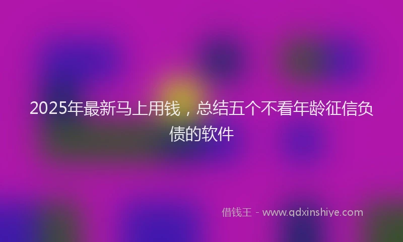 2025年最新马上用钱，总结五个不看年龄征信负债的软件