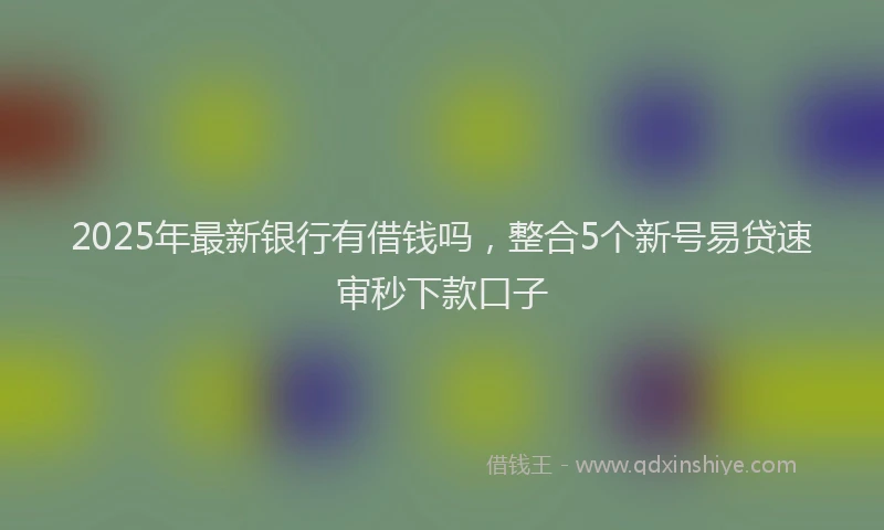 2025年最新银行有借钱吗，整合5个新号易贷速审秒下款口子