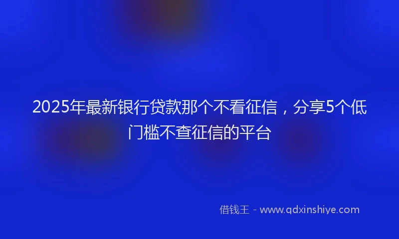 2025年最新银行贷款那个不看征信，分享5个低门槛不查征信的平台