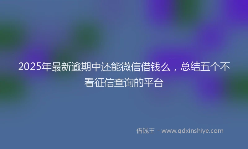 2025年最新逾期中还能微信借钱么，总结五个不看征信查询的平台