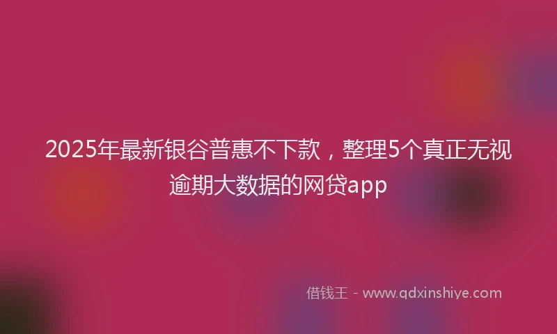2025年最新银谷普惠不下款，整理5个真正无视逾期大数据的网贷app