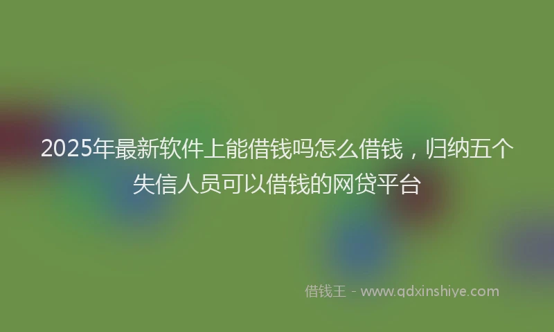 2025年最新软件上能借钱吗怎么借钱，归纳五个失信人员可以借钱的网贷平台