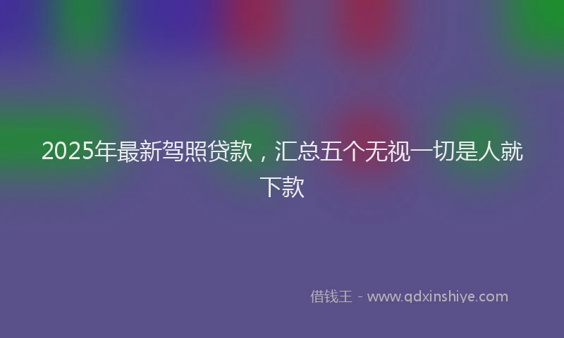 2025年最新驾照贷款，汇总五个无视一切是人就下款