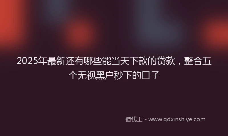2025年最新还有哪些能当天下款的贷款，整合五个无视黑户秒下的口子