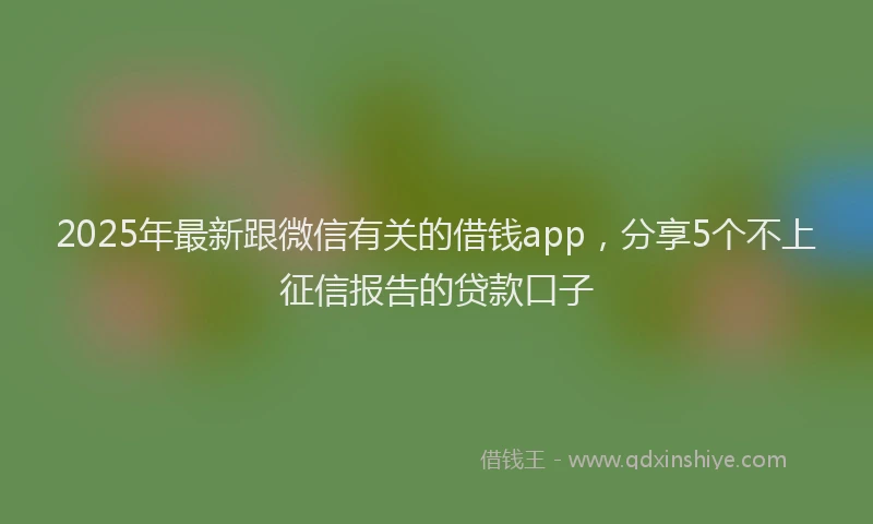 2025年最新跟微信有关的借钱app，分享5个不上征信报告的贷款口子