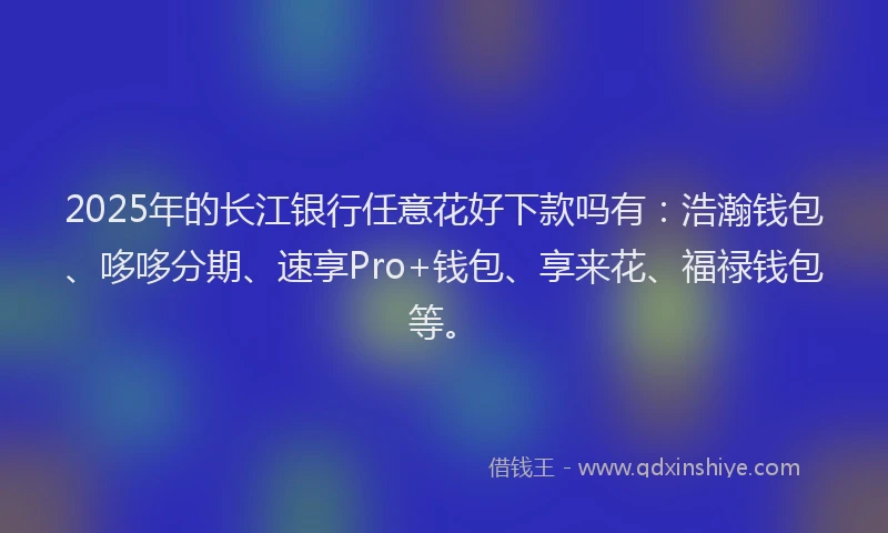 2025年的长江银行任意花好下款吗有：浩瀚钱包、哆哆分期、速享Pro+钱包、享来花、福禄钱包等。