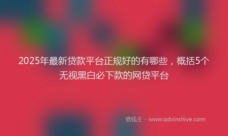 2025年最新贷款平台正规好的有哪些，概括5个无视黑白必下款的网贷平台