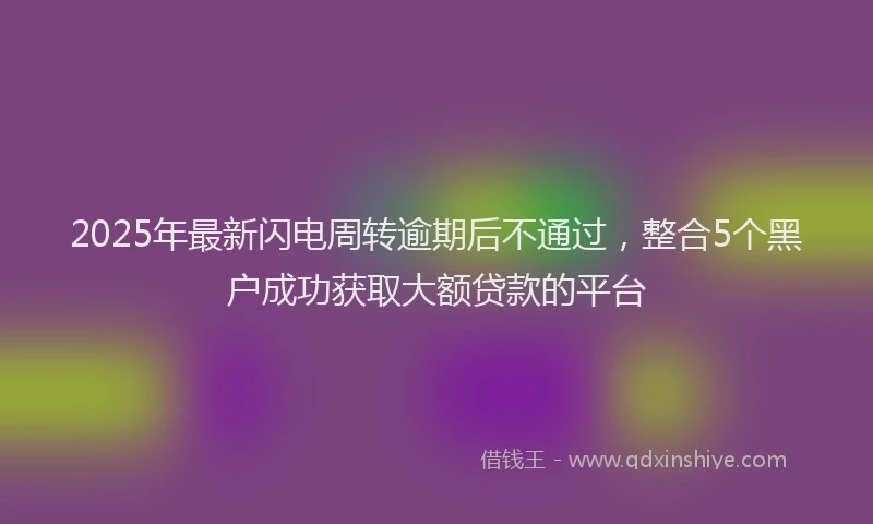 2025年最新闪电周转逾期后不通过，整合5个黑户成功获取大额贷款的平台