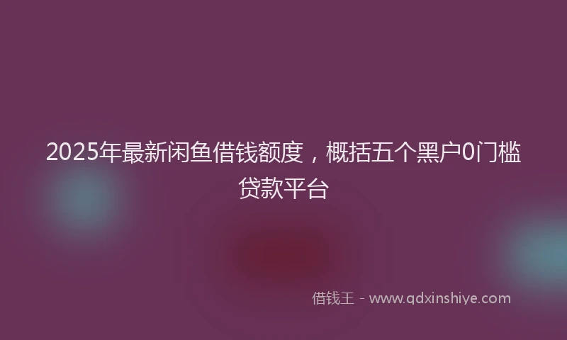 2025年最新闲鱼借钱额度，概括五个黑户0门槛贷款平台